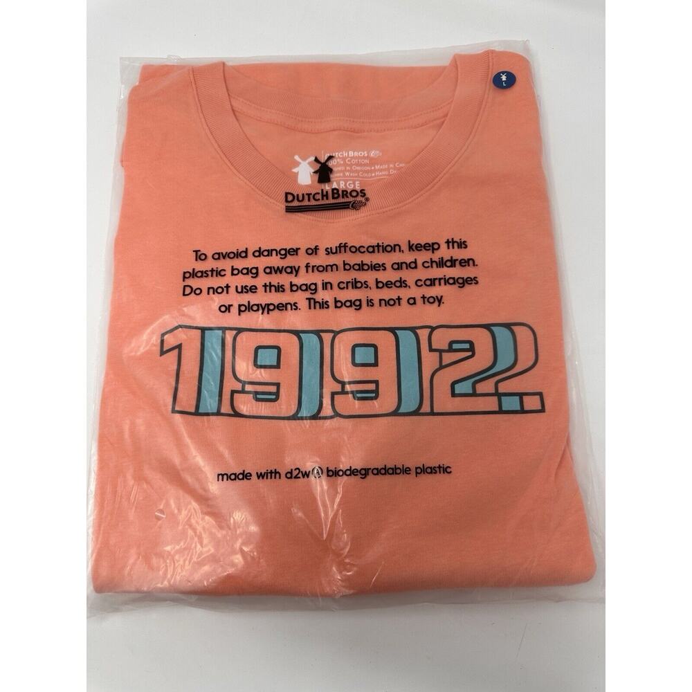 Dutch Bros Coffee Women's Long Sleeve Shirt Size L Large 1992 Coral Employee
